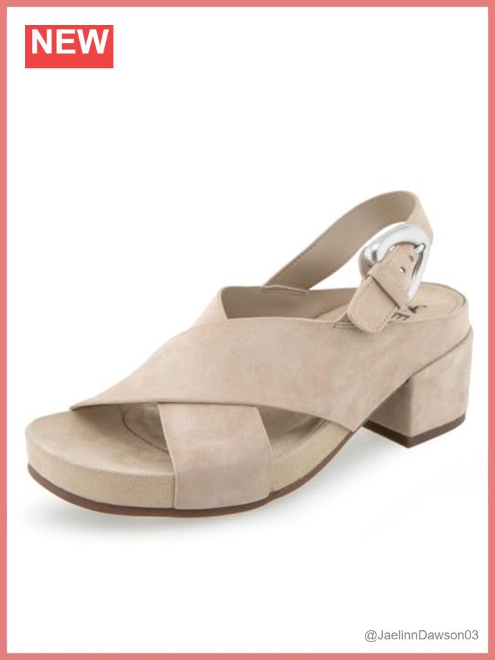 Women's Block Heel Sandals Suede Slingback Open Toe Padded Footbed Buckle